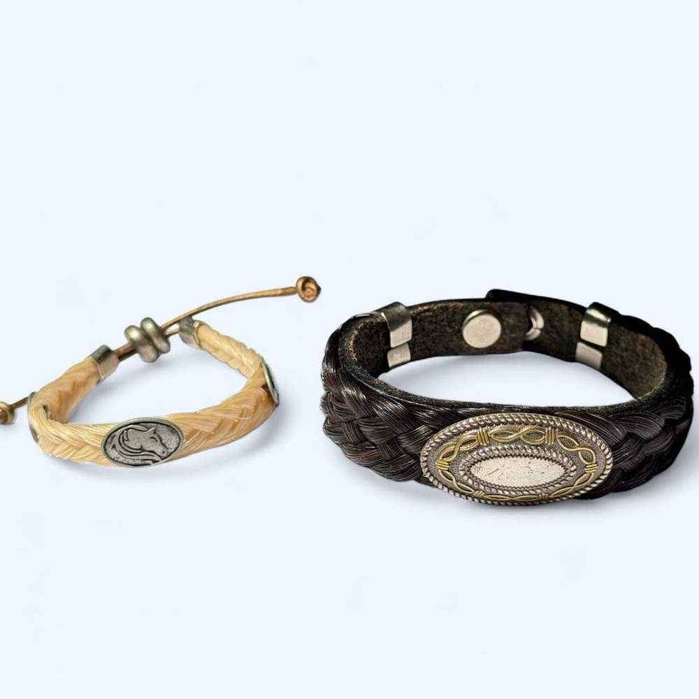 Hose hair Black and Tan Braided Bracelets Set